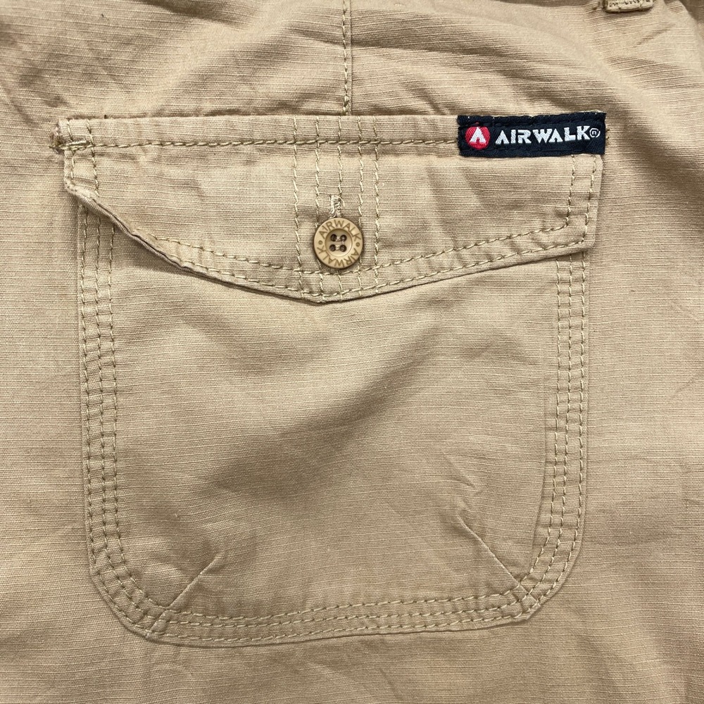 Airwalk Cargo Shorts Mens 38 Khaki Tan Belted 100% Cotton Skate Y2K Utility NWT - Picture 4 of 13